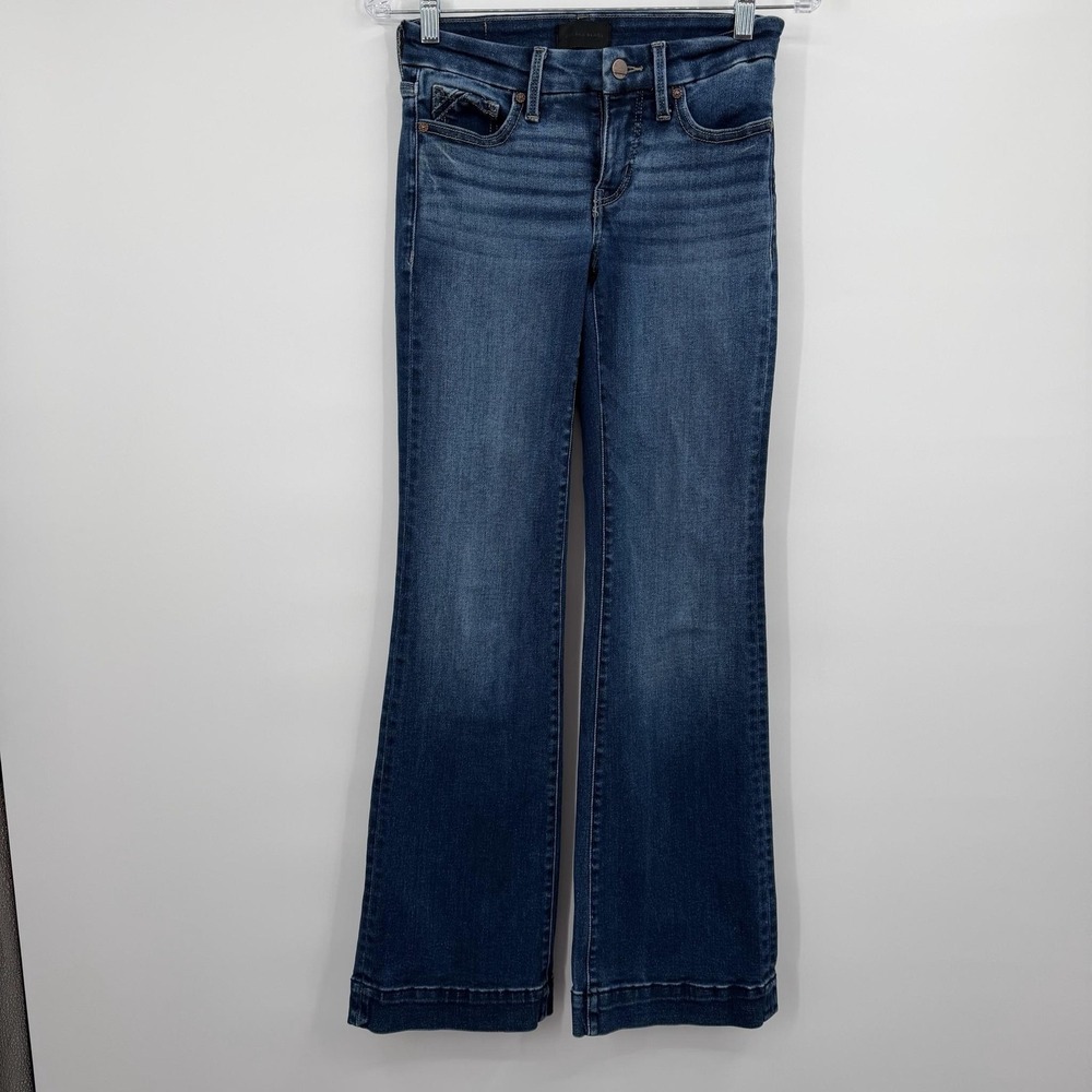 Buckle Black Jeans Womens 24 Blue Trouser Wide Leg Stretch Fit 53